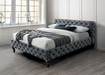 Lova dvigulė Herrera Velvet, 160 x 200 cm, pilka, be čiužinio, su grotelėmis