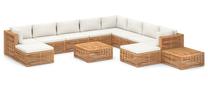 Lauko baldų komplektas VLX Garden Lounge Set, kreminės spalvos/rudas, 8-10 vietų