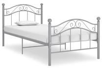 Lova viengulė VLX Metal 324993, 100 x 200 cm, pilka, be čiužinio, su grotelėmis