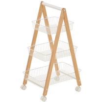 Lentyna su ratukais Home4you Bren 76449, balta/pušies, 48 cm x 32 cm x 79 cm