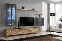 Svetainės baldų komplektas ASM Switch XII L, vidaus, rudas/pilkas