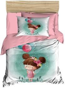 Vaikiškas patalynės užvalkalų komplektas Mijolnir PH158, mėlyna/balta/rožinė, 100 x 150 cm