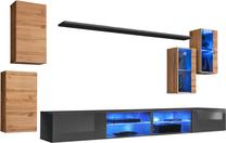 Sekcija ASM Switch XXV, ąžuolo/grafito, 280 cm x 40 cm x 150 cm, 7 vnt.