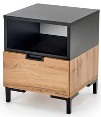 Naktinis staliukas Silvia, ąžuolo/juoda, 40 cm x 40 cm x 52 cm