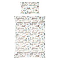 Vaikiškas patalynės užvalkalų komplektas MamoTato Train, balta/įvairių spalvų, 100 x 135 cm