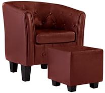 Krėslas VLX With Footrest, bordo/raudona, 57 cm x 64 cm x 70 cm