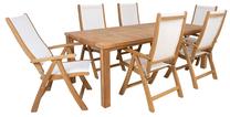 Lauko baldų komplektas Home4you Bali, baltas/medžio, 6 vietų