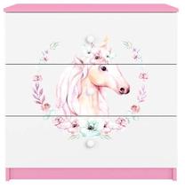 Komoda Kocot Kids Babydreams Horse, balta/rožinė, 41 cm x 80 cm x 80.5 cm
