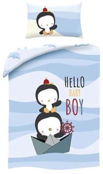 Patalynės užvalkalų komplektas Hello Baby Boy, šviesiai mėlynas, 100 x 135 cm