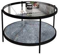 Kavos staliukas Kalune Design Bella, antracito/skaidri, 73 cm x 73 cm x 45 cm