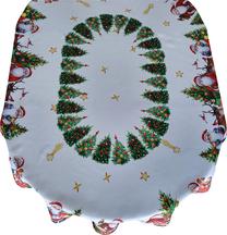 Kalėdinė staltiesė ovalas Santa Claus, balta/raudona/žalia, 140 x 220 cm