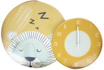Sieninis kvarcinis laikrodis Home4you Fun Lion, geltona, 40 cm x 60 cm