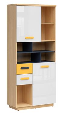Spinta Wesker S464-REG2D2S-DANA/UG/BIP/ZO, ąžuolo/balta/geltona, 40.5 cm x 90 cm x 199.5 cm