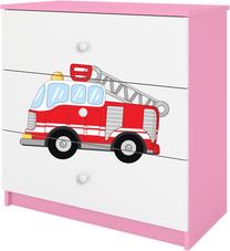 Komoda Kocot Kids Babydreams Fire Brigade, balta/rožinė, 80 cm x 41 cm x 80.5 cm