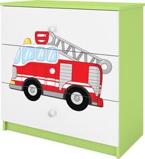 Komoda Kocot Kids Babydreams Fire Brigade, balta/žalia, 80 cm x 41 cm x 80.5 cm