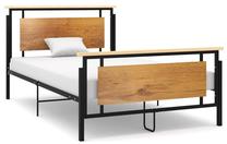 Lova pusantros vietos VLX Metal 324871, 120 x 200 cm, juoda/medžio, be čiužinio, su grotelėmis