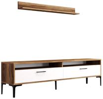 Svetainės baldų komplektas Kalune Design Istanbul, vidaus, balta/riešuto