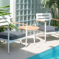 Lauko stalas Home4you Firenze, rudas/baltas, 59 cm x 59 cm x 45 cm