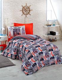 Vaikiškas patalynės užvalkalų komplektas Mijolnir Regatta 129CTN3008, mėlyna/balta/raudona, 160 x 220 cm