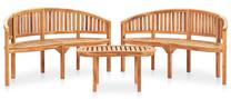 Lauko baldų komplektas VLX 3 Piece Banana-Shaped Set, medžio, 1-4 vietų