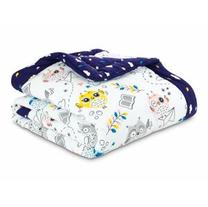 Antklodė Dormeo Emotion Owl, 200 x 200 cm, mėlyna/balta