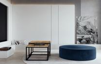 Pufas Lara Monolith 77, Pasy 2, tamsiai mėlyna, 73 cm x 73 cm x 27 cm