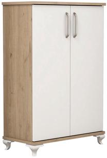 Batų dėžė Kalune Design Asta, balta/riešuto, 32.5 cm x 72 cm x 100 cm