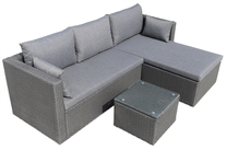 Lauko baldų komplektas Lizbona, grafito, 3 vietų