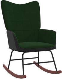 Supamasis krėslas VLX Rocking Velvet Chair, tamsiai žalia, 78 cm x 61 cm x 98 cm