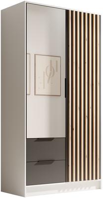 Spinta ADRK Neri 100, balta/juoda/rusva, 100 cm x 51 cm x 200 cm, su veidrodžiu