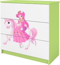 Komoda Kocot Kids Babydreams Princess On Horse, balta/žalia, 80 cm x 41 cm x 8.5 cm