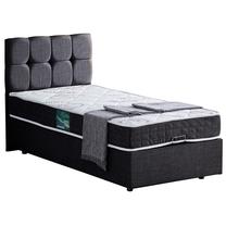 Lova viengulė Kalune Design Berlýn, 90 x 190 cm, antracito, su čiužiniu, su grotelėmis