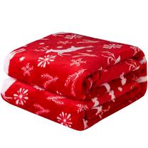 Kalėdinis pledas KFB-16, baltas/raudonas, 160 cm x 200 cm