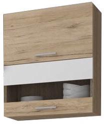 Viršutinė virtuvinė spintelė Rio RI 08/G60Wo, balta/smėlio ruda, 60 cm x 28 cm x 71.6 cm