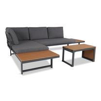 Lauko baldų komplektas Leisure, pilkas/medžio, 4 vietų