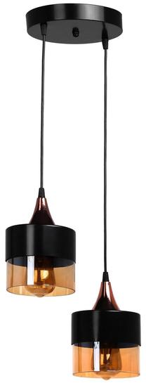 Šviestuvas kabinamas Opviq Sahra 2 Li Tepsili Sarkıt Siyah, E27, 2 x 60 W