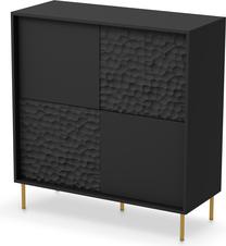 Komoda Bullet KM-2, aukso/juoda, 100 cm x 41 cm x 105 cm