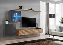 Svetainės baldų komplektas ASM Switch XV L, vidaus, rudas/pilkas