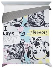 Lovatiesė NJE-04, mėlyna/balta/pilka, 170 cm x 210 cm