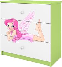 Komoda Kocot Kids Babydreams Fairy With Wings, balta/žalia, 80 cm x 41 cm x 80.5 cm