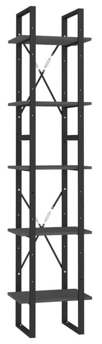 Lentyna VLX 5-Tier Book Cabinet 3081975, juoda/pilka, 40 cm x 30 cm x 175 cm