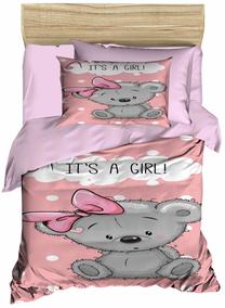 Vaikiškas patalynės užvalkalų komplektas Mijolnir PH12, balta/rožinė/pilka, 100 x 150 cm