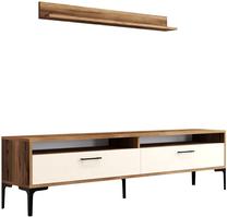 Sekcija Kalune Design Istanbul 845HCT3099, kreminė/riešuto, 35 cm x 180 cm x 47 cm