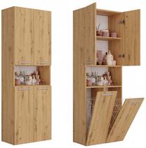 Vonios spintelė su skalbinių krepšiu NEL DK 2K, ąžuolo, 30 cm x 60 cm x 174 cm