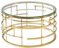Kavos staliukas Livia, skaidrus/aukso, 80 cm x 80 cm x 45 cm