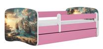 Vaikiška lova viengulė Kocot Kids Ship, balta/rožinė, 70 x 140 cm, be patalynės dėžės, be čiužinio