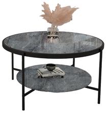 Kavos staliukas Kalune Design Oslo, antracito/marmuro, 75 cm x 75 cm x 45 cm