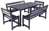 Lauko baldų komplektas DM Grill Comfort 4, juodas/pilkas, 6 vietų