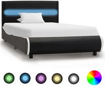 Lova viengulė VLX Faux Leather 285020, 90 x 200 cm, juoda, be čiužinio, su grotelėmis