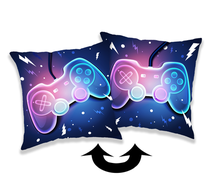 Dekoratyvinė pagalvėlė Photoprints Sweet home Player, mėlyna/rožinė/violetinė, 40 cm x 40 cm